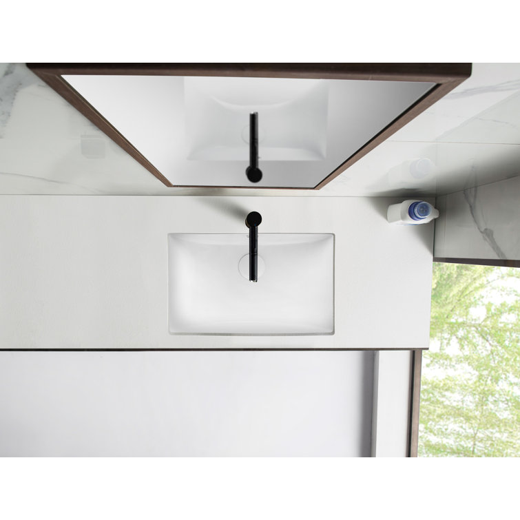 White Ceramic Rectangular Undermount Bathroom Sink