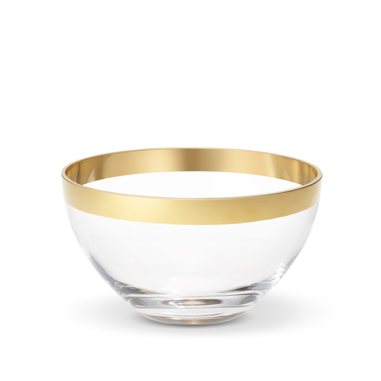 Round Clear Glass Candy Bowl with Gold Rim