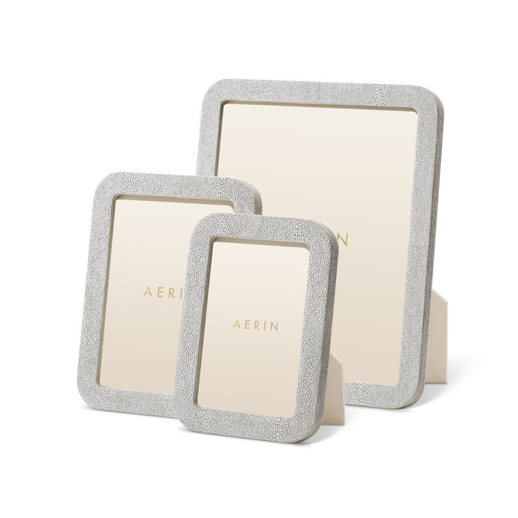Dove Shagreen Leather 4x6 Picture Frame