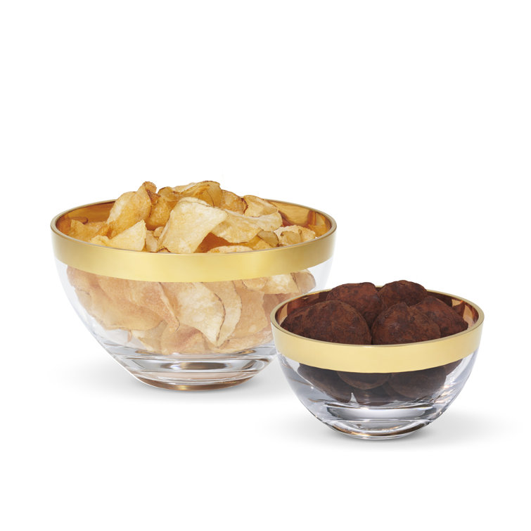 Round Clear Glass Candy Bowl with Gold Rim