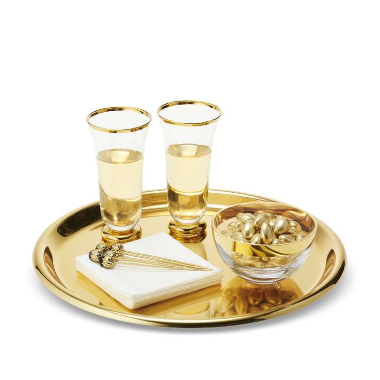 Sophia Hand-Blown Crystal Flute Glasses with Gold Rim, Set of 2