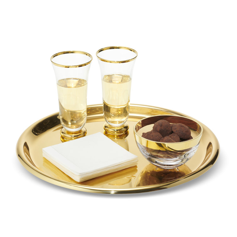 Sophia Hand-Blown Crystal Flute Glasses with Gold Rim, Set of 2