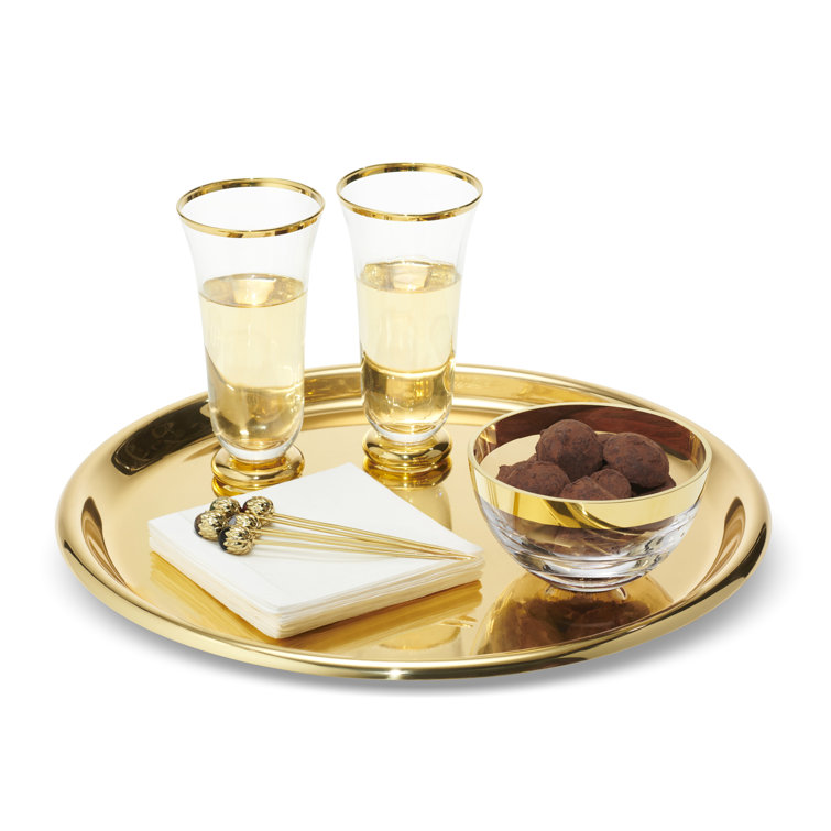 Sophia Hand-Blown Crystal Flute Glasses with Gold Rim, Set of 2