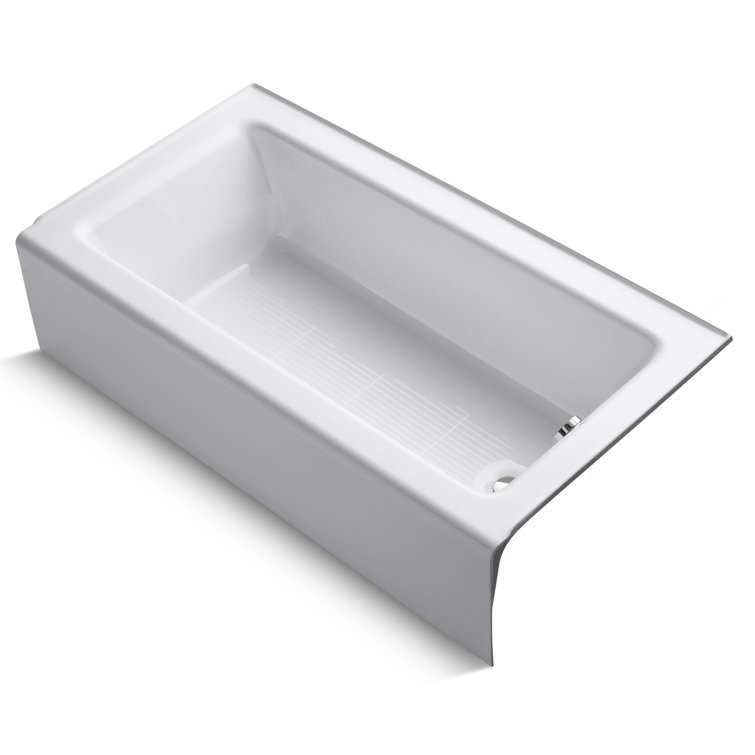 White Cast Iron Alcove Bathtub with Right Drain