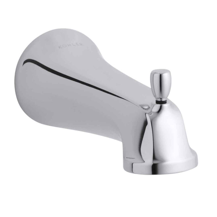 Polished Chrome Wall Mounted Tub Spout with Diverter