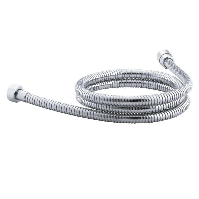 Polished Chrome 72-Inch Metal Shower Hose with Swivel Base