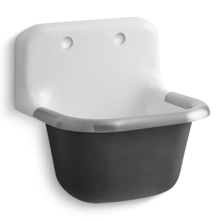 Classic White 22.25" Cast Iron Wall Mount Utility Sink
