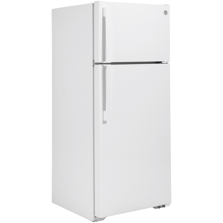 White 28-Inch Top Freezer Refrigerator with Glass Shelves