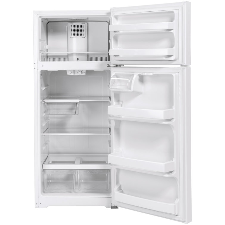 White 28-Inch Top Freezer Refrigerator with Glass Shelves