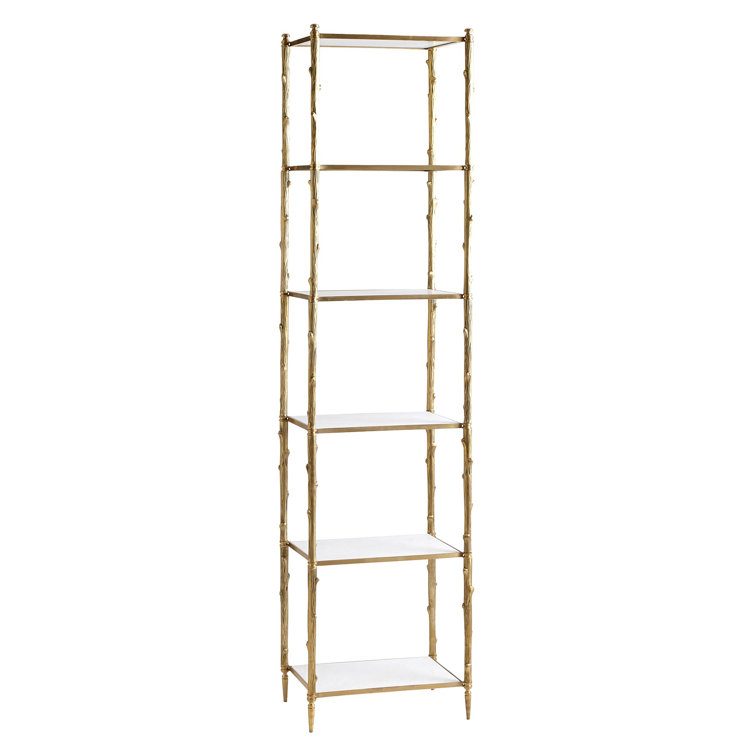 Arbor Brass & White Marble Etagere Bookshelf