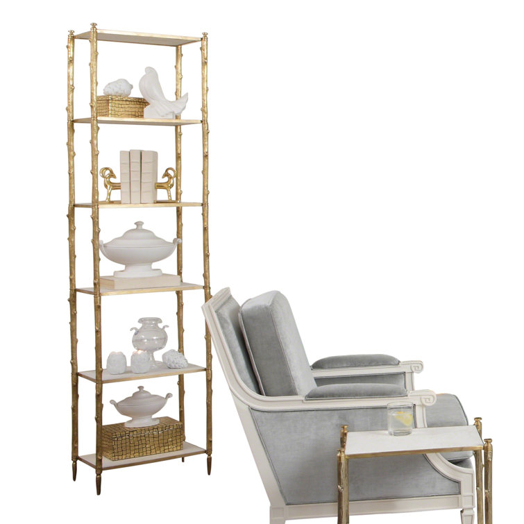 Arbor Brass & White Marble Etagere Bookshelf