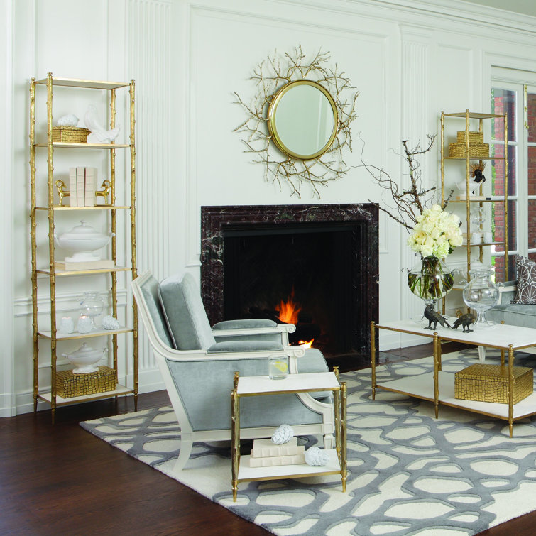 Arbor Brass & White Marble Etagere Bookshelf