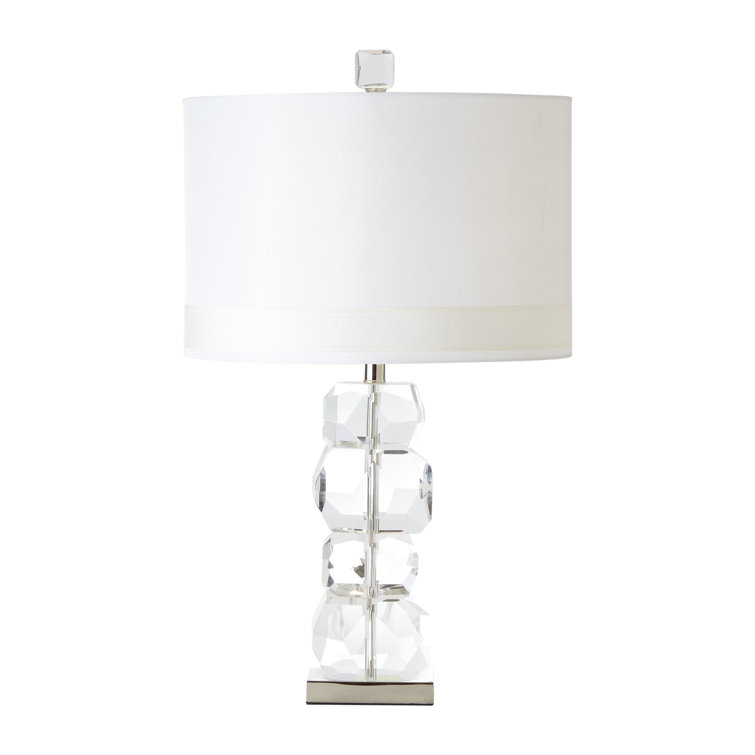 Elegant White Crystal Table Lamp with Nickel Base