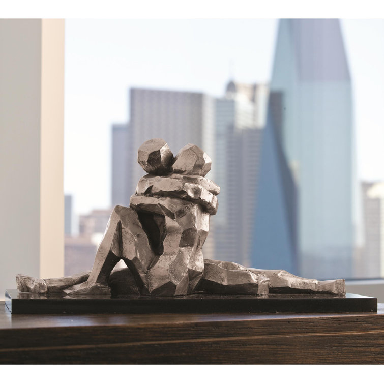 Captivating Nickel Finish Human Condition Sculpture, 18"L x 8.25"W x 9.5"H