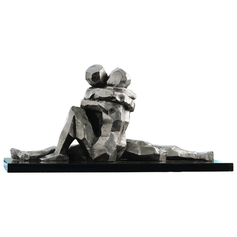 Captivating Nickel Finish Human Condition Sculpture, 18"L x 8.25"W x 9.5"H