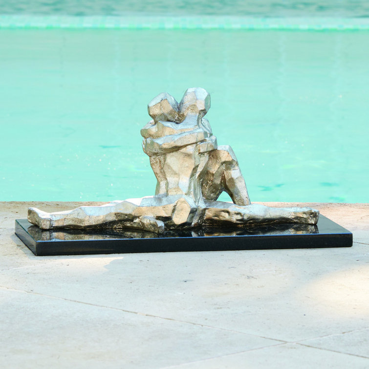 Captivating Nickel Finish Human Condition Sculpture, 18"L x 8.25"W x 9.5"H