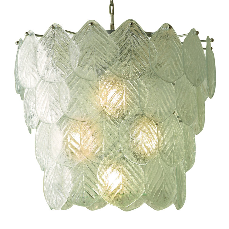 Murano Glass Leaf 6-Light Nickel Chandelier