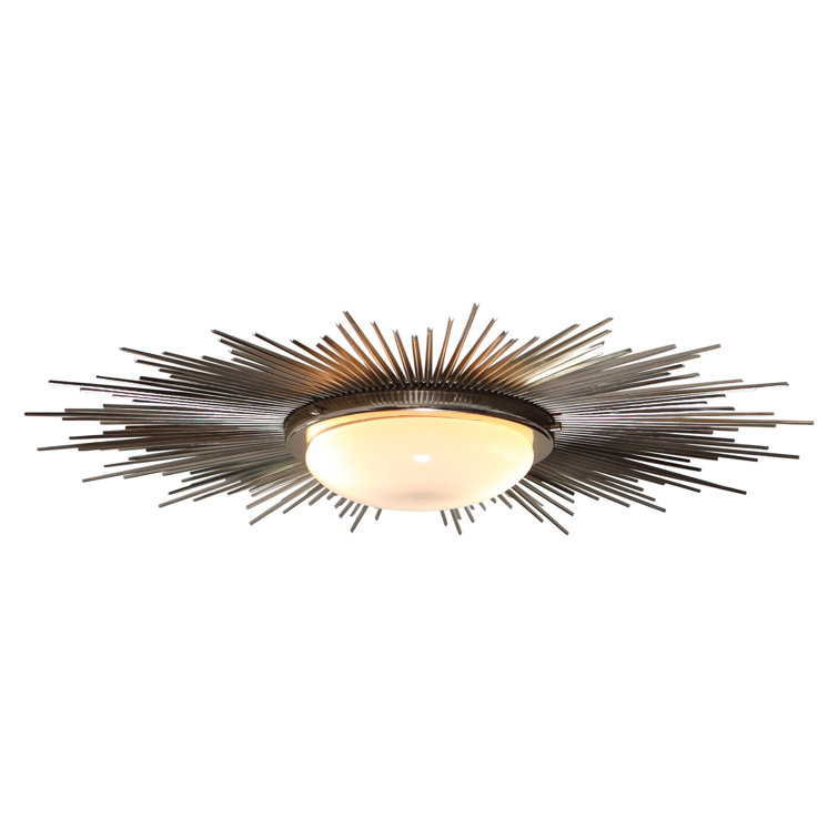 Sunburst Nickel 42" Dimmable 2-Light Fixture with Frosted Glass Shade