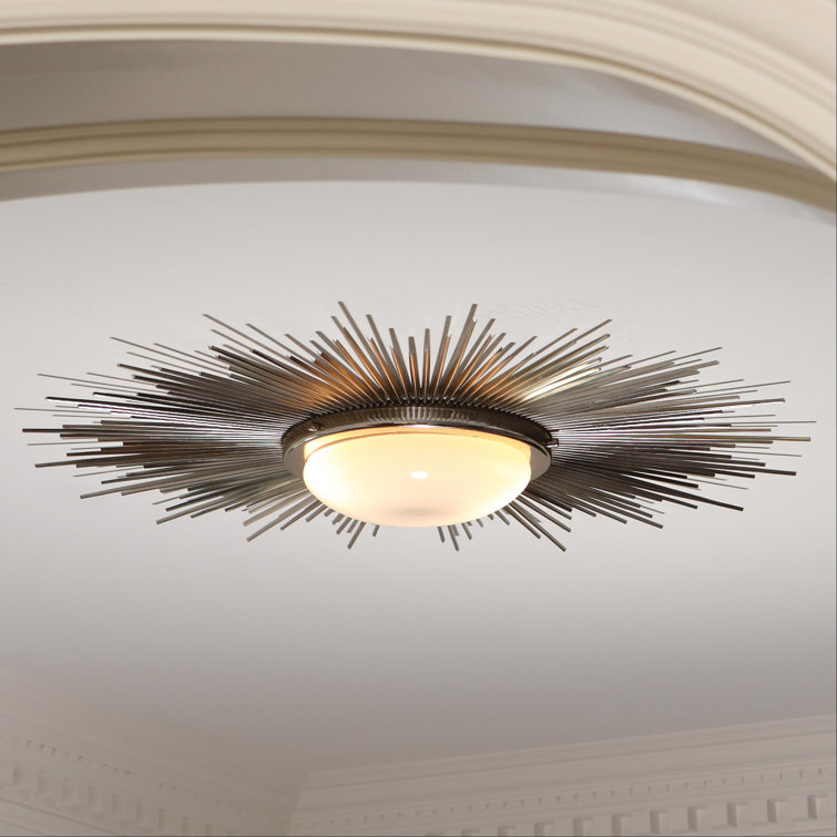 Sunburst Nickel 42" Dimmable 2-Light Fixture with Frosted Glass Shade