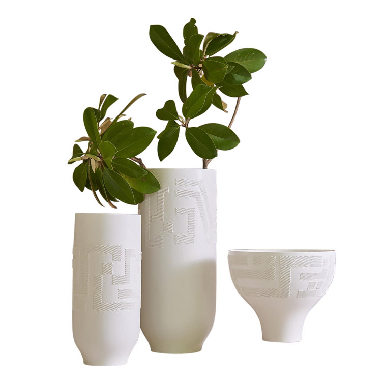 Ancestral Pueblo Inspired Matte White Ceramic Vase 16"x7.25"