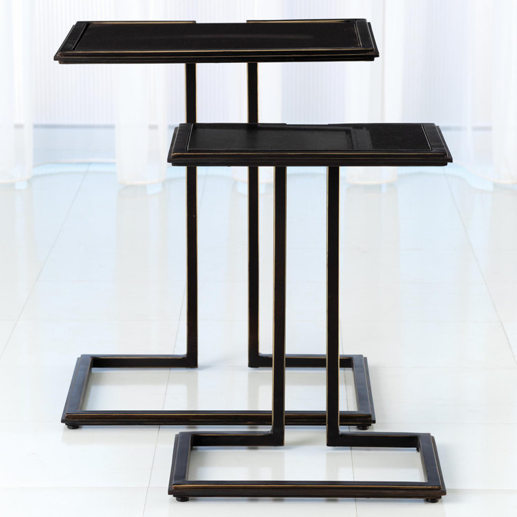 Bronze Stone and Metal Rectangular Cozy Up Side Table