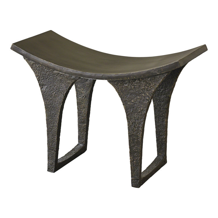 Antique Bronze Pagoda-Inspired Iron Stool 22" Height