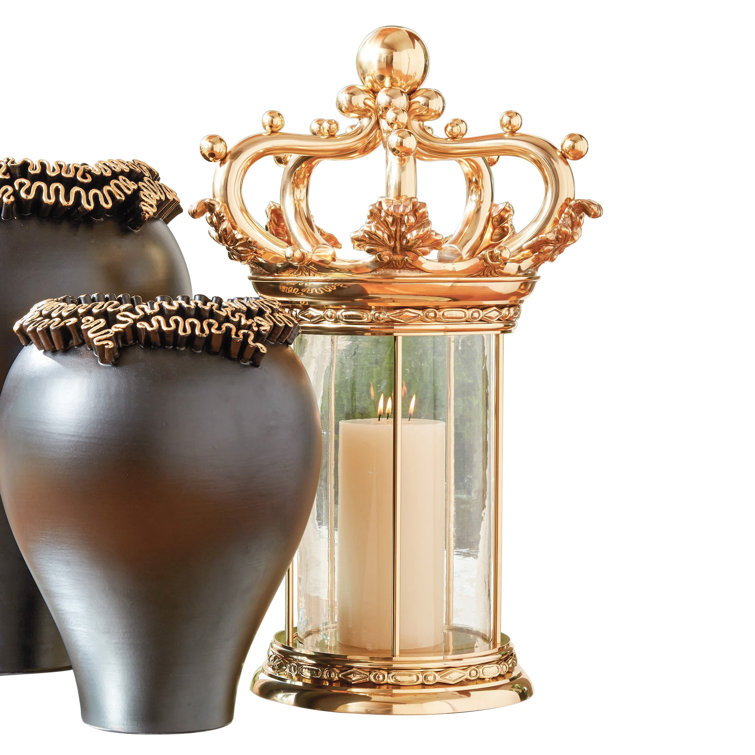 Regal Brass Crown Hurricane Lantern