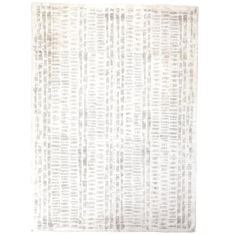 Spectral Handwoven Rectangular Viscose-Silk Rug in Cream/Charcoal 8' x 10'