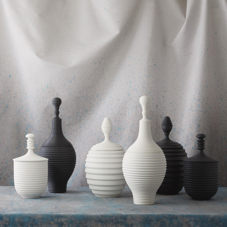 Orion Medium White Textured Ceramic Jar