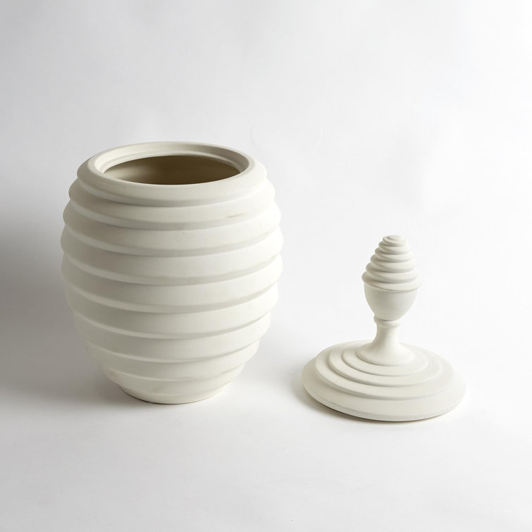 Orion Medium White Textured Ceramic Jar