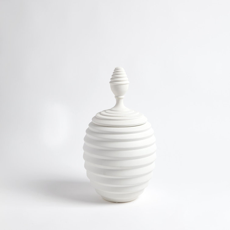 Orion Medium White Textured Ceramic Jar