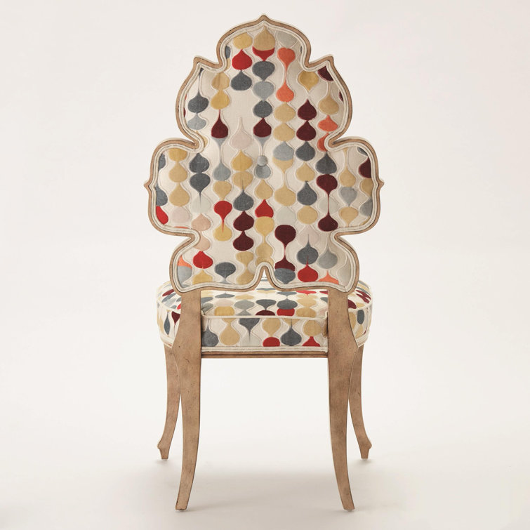 Regal Curves Multicolor Velvet Rubberwood Side Chair