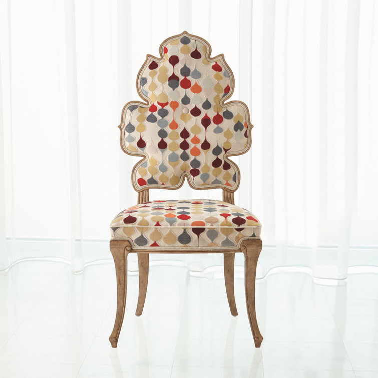 Regal Curves Multicolor Velvet Rubberwood Side Chair