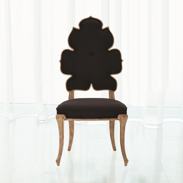 Regal Curves Black Velvet Rubberwood Side Chair