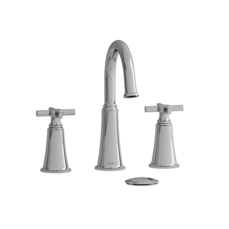 Momenti Transitional Chrome Cross-Handle Widespread Bathroom Faucet