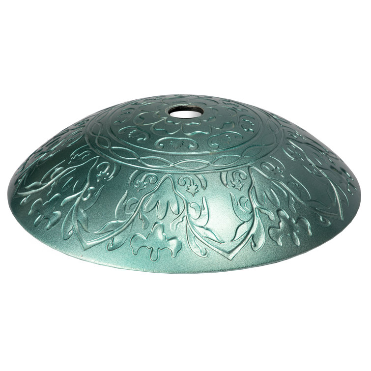 Teal Embossed Tempered Glass Circular Vessel Sink