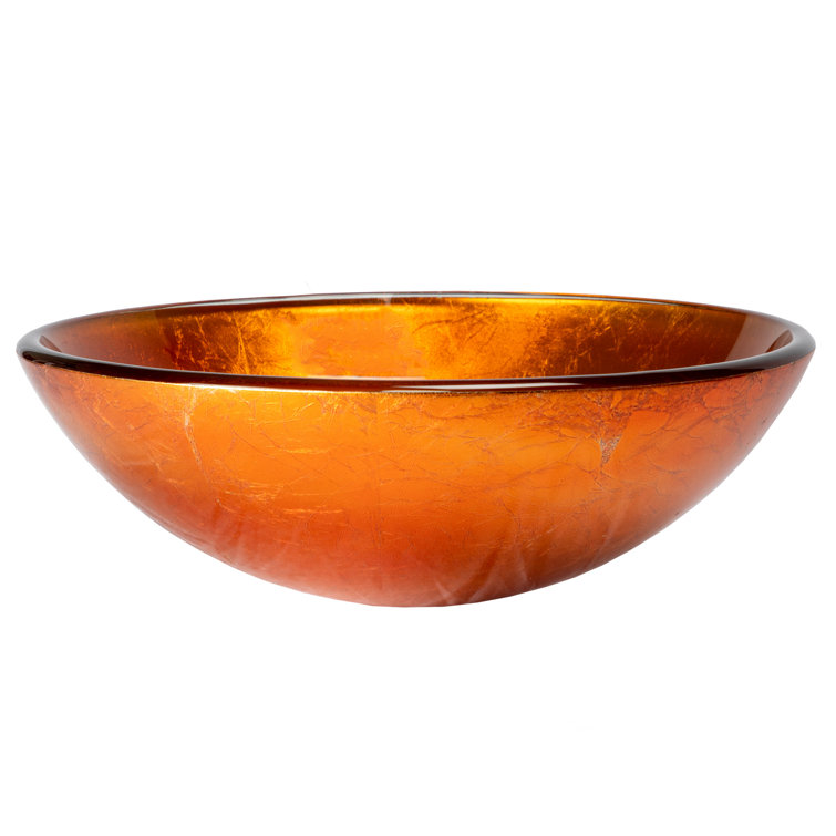 Eden 16.5'' Orange Tempered Glass Circular Vessel Sink