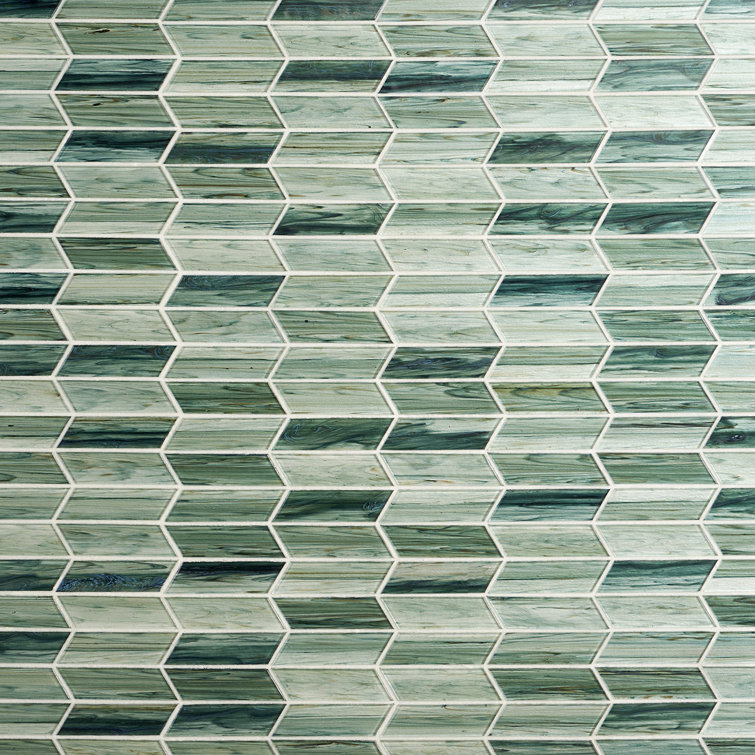 Tara Green Chevron Glass Mosaic Wall Tile