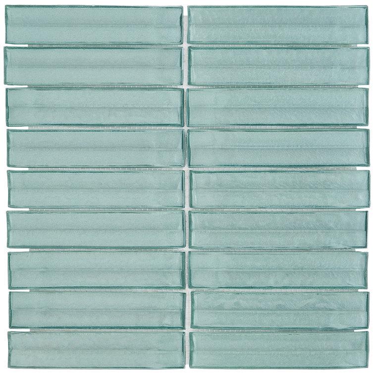 Seafoam Green Polished Glass Mosaic Wall Tile