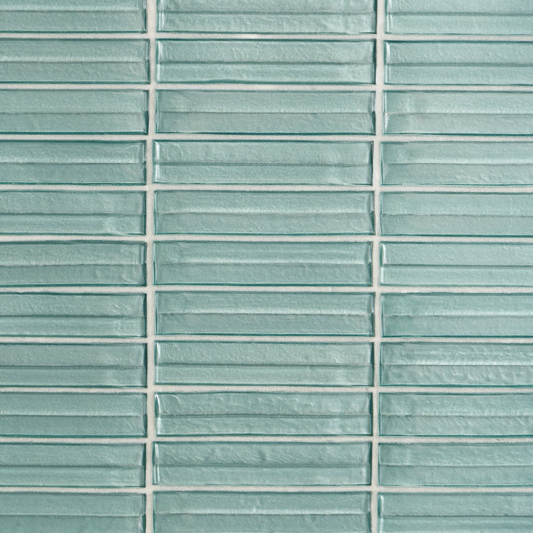 Seafoam Green Polished Glass Mosaic Wall Tile
