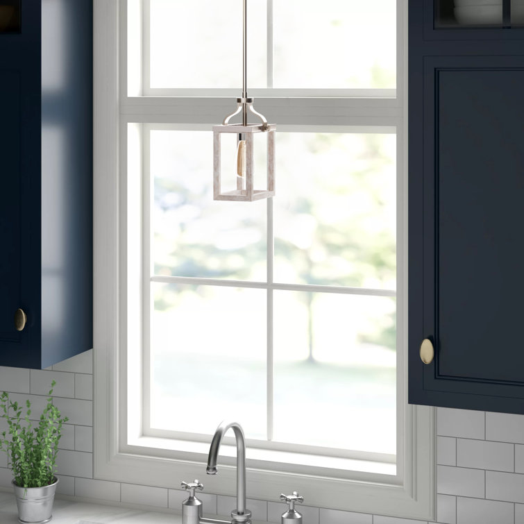 Brushed Nickel and Glass Lantern Pendant Light