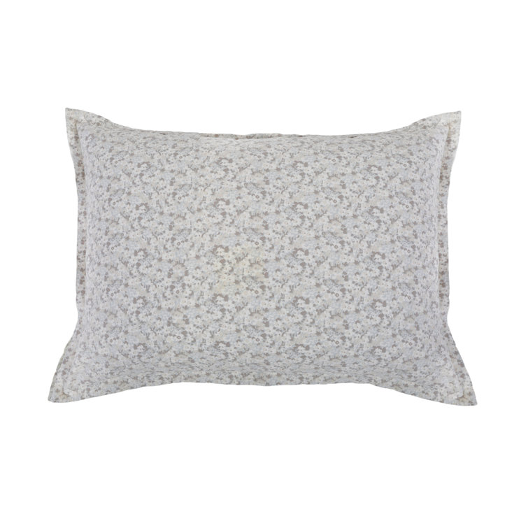 Standard Gray Floral Cotton Pillow Sham