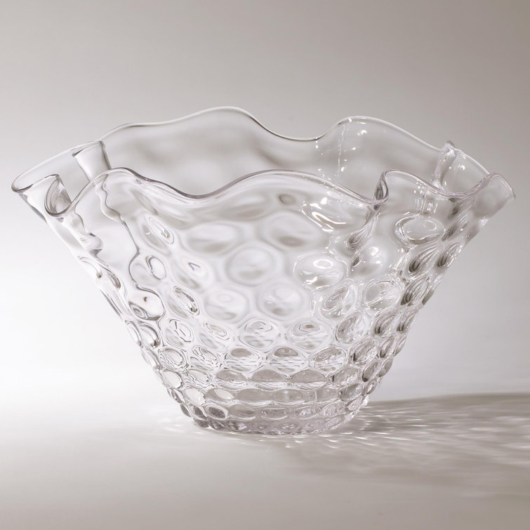 Honeycomb Optic Handcrafted Wavy Glass Bowl