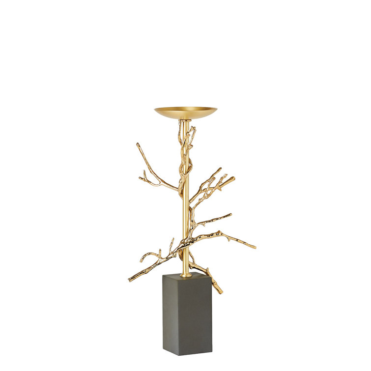 19'' Brass Twig Candlestick with Black Base
