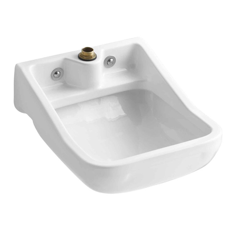 White Vitreous China Wall-Mounted Single Bowl Utility Sink