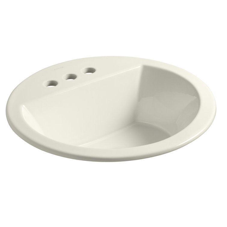 Bryant Biscuit Ceramic Round Drop-In Bathroom Sink