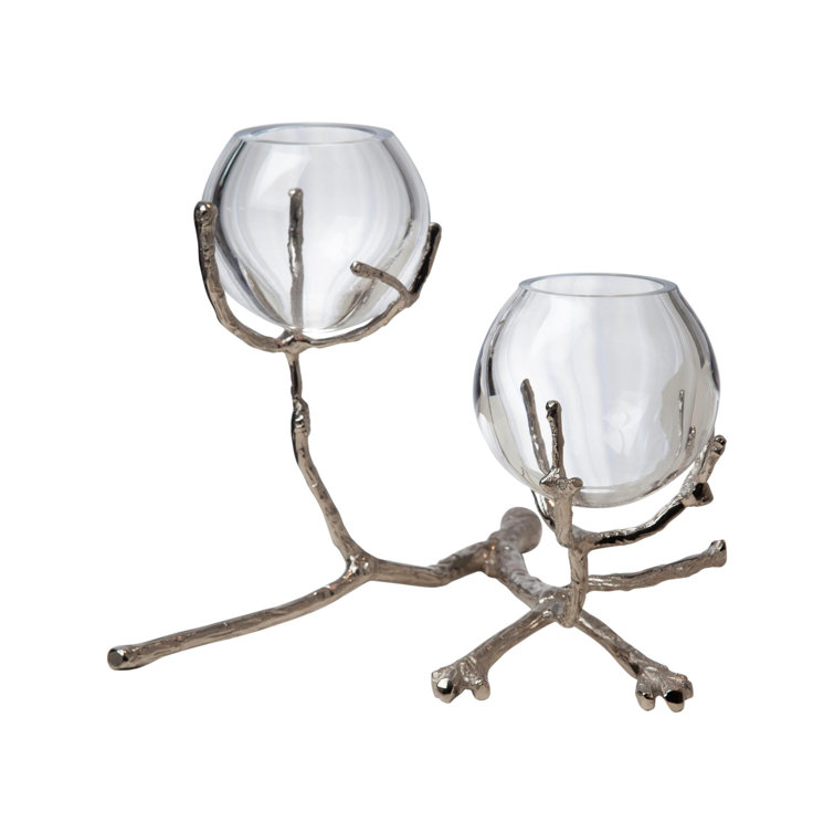 Nickel Twist Glass Bud Vase Duo with Handcrafted Detail