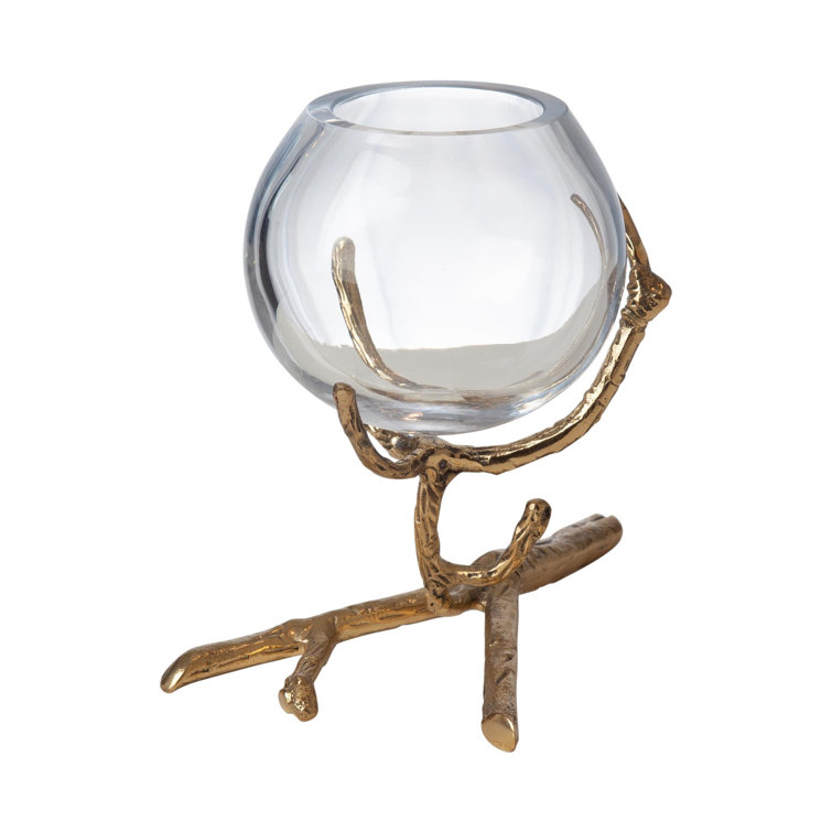 Twist and Turn Brass Silver Bud Vase with Glass Bulb