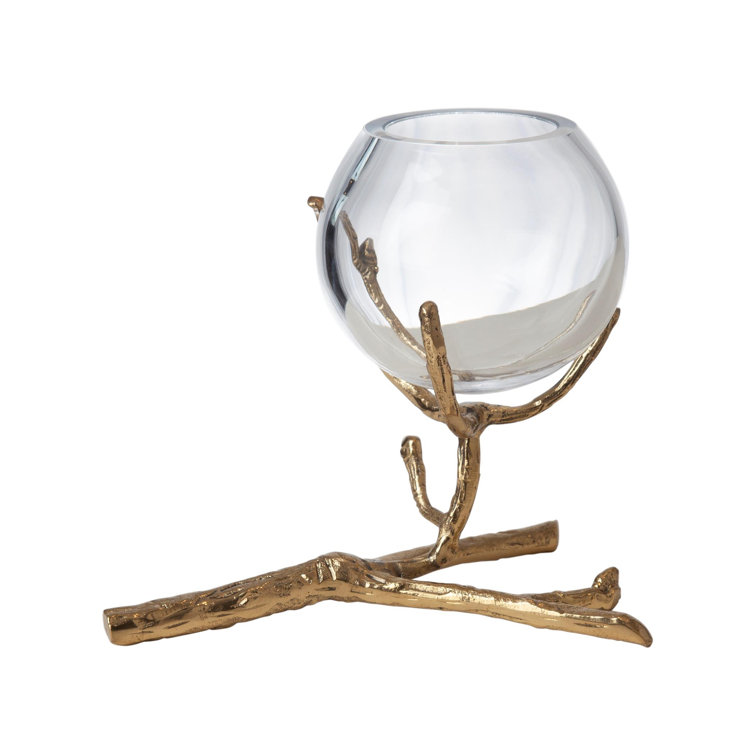 Twist and Turn Brass Silver Bud Vase with Glass Bulb