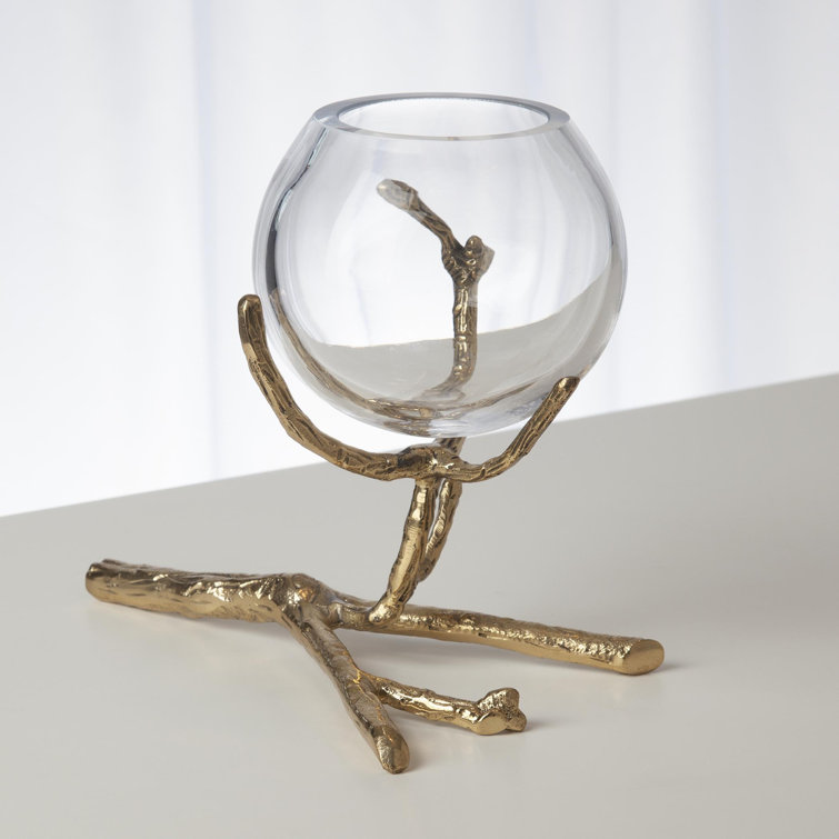 Twist and Turn Brass Silver Bud Vase with Glass Bulb